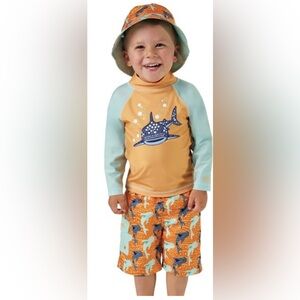 UV SKINZ Kids Baby Shark Swim Shorts And Rash-guard Shirt - size 12/18 month